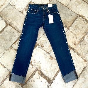 Zara NFT Denim with faux pearls
